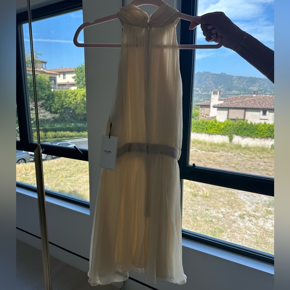 Celine Celine Paris Robe cocktail draper Gown with Embellished Bow - Picture 5 of 11